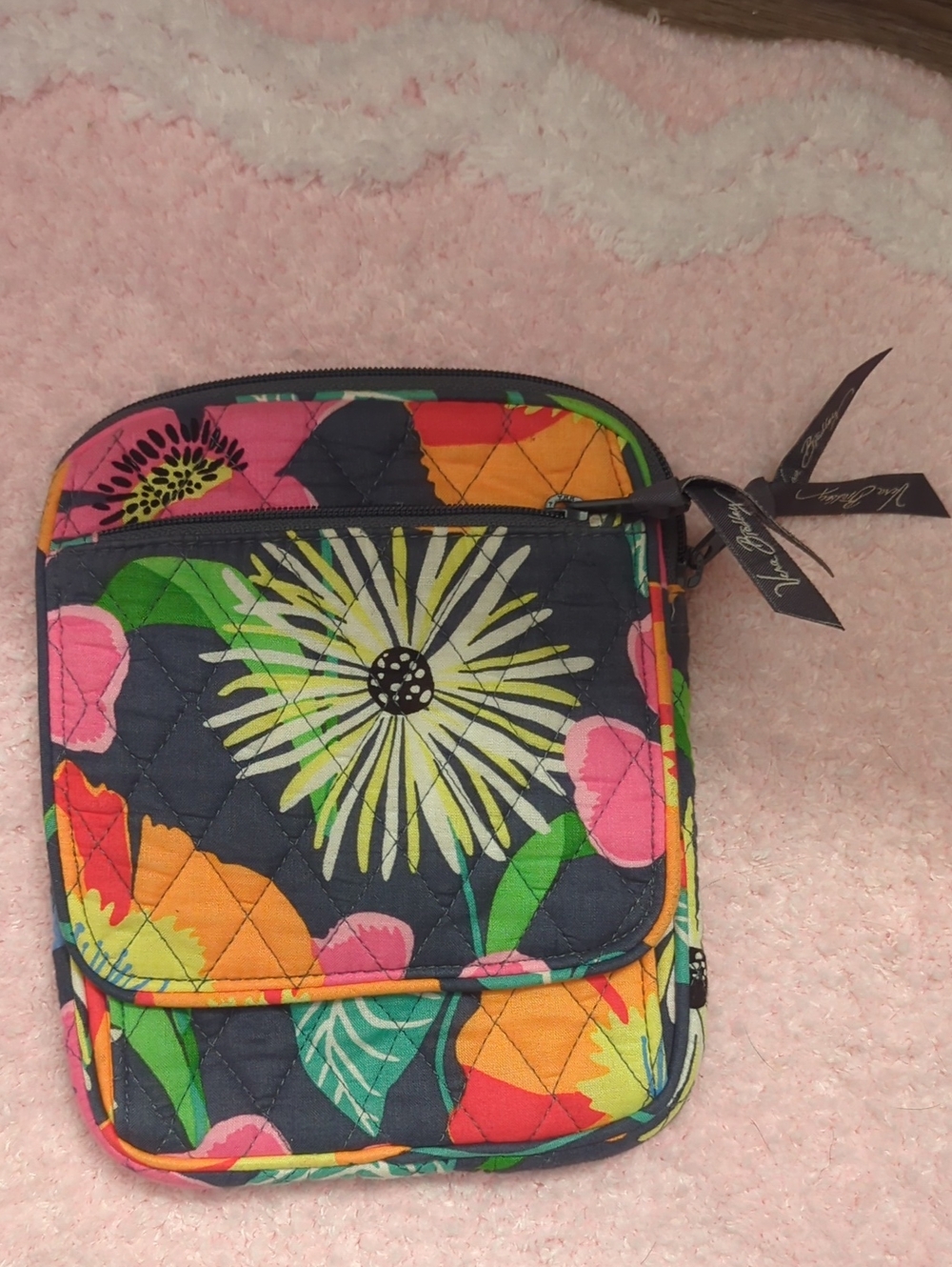 Vera Bradley Navy Floral Quilted Mini Crossbody Pouch